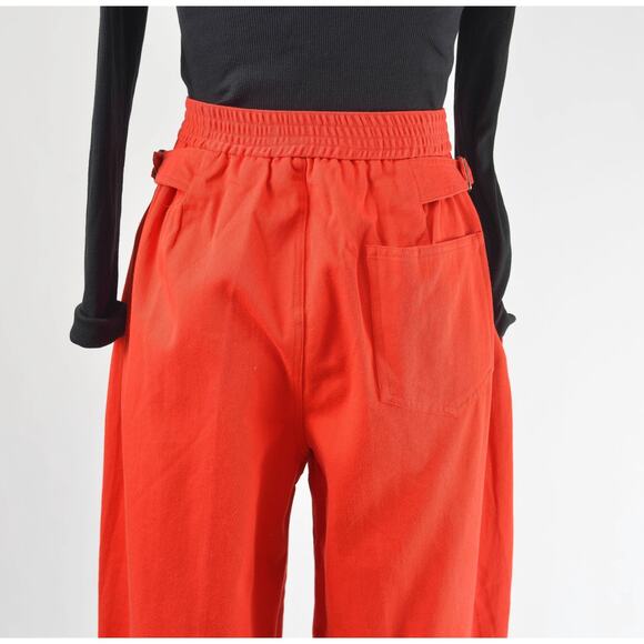 Vintage 80s Red Cotton Pleated Front Ankle Length Pants size M - Picture 7 of 8